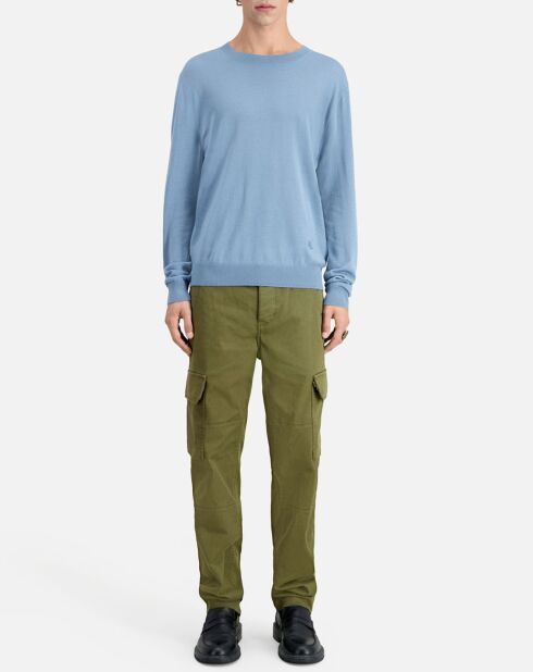 Pull en Laine mérinos bleu