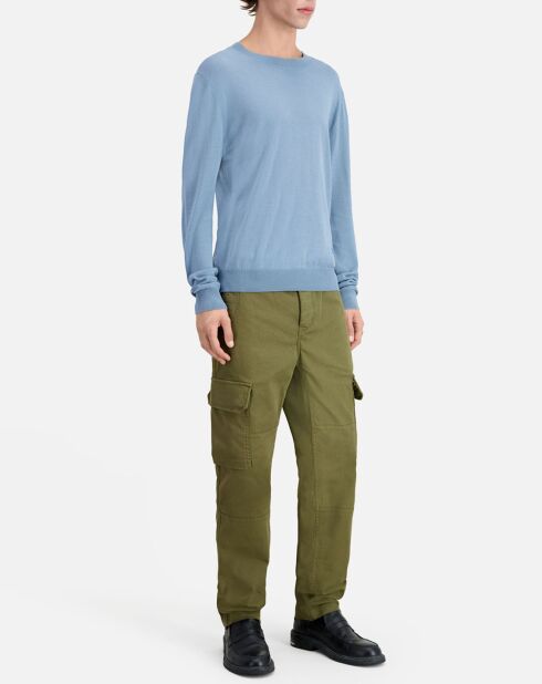 Pull en Laine mérinos bleu