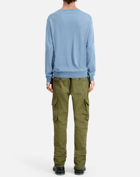 Pull en Laine mérinos bleu