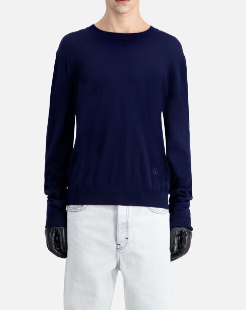 Pull en Laine mérinos bleu marine