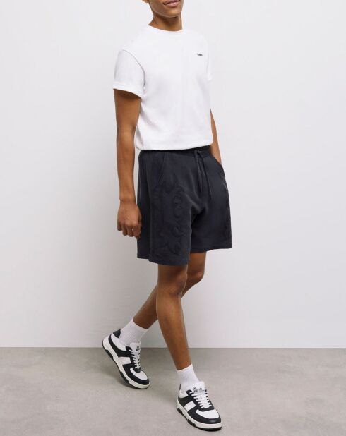 Short molletonné avec broderies Western noir