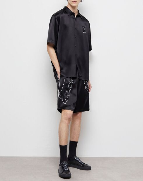 Short avec broderies Western noir