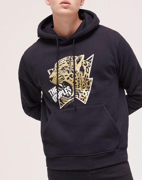 Sweat à capuche sérigraphié tigre noir