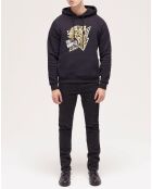 Sweat à capuche sérigraphié tigre noir