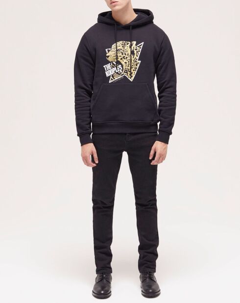 Sweat à capuche sérigraphié tigre noir