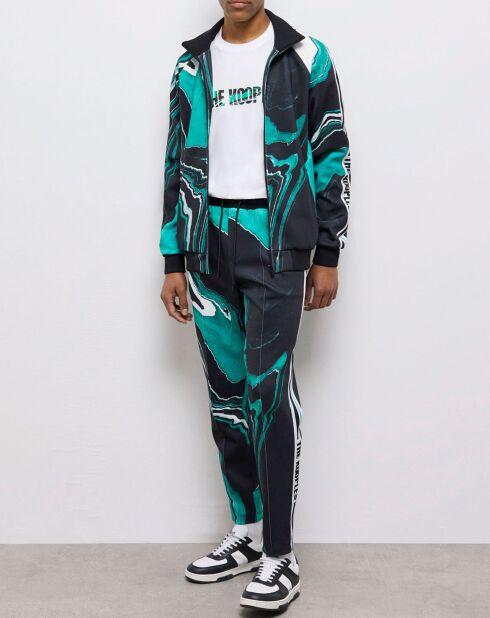 Veste de survêtement imprimée noir/vert