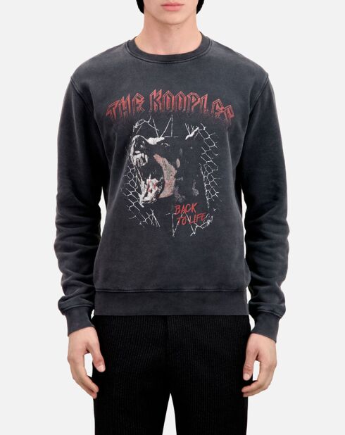 Sweat avec sérigraphie Barking dog noir