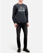 Sweat avec sérigraphie Racing Skull noir