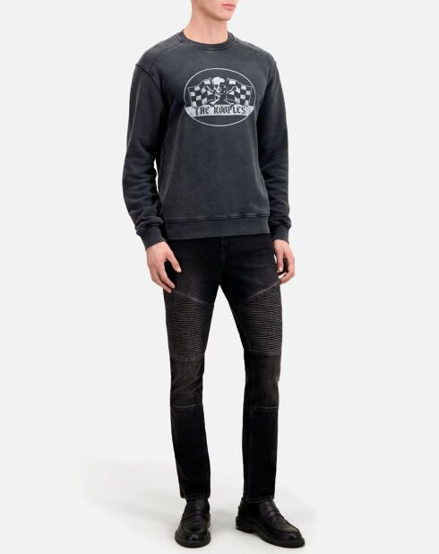 Sweat avec sérigraphie Racing Skull noir