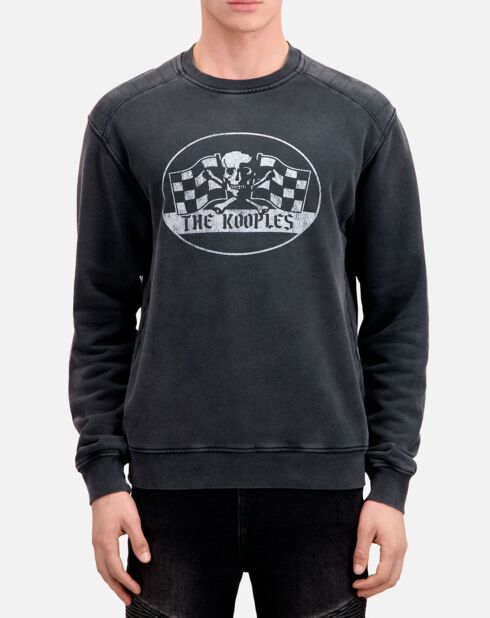 Sweat avec sérigraphie Racing Skull noir