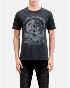 T-Shirt avec sérigraphie Vintage Skull noir