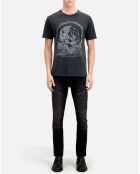 T-Shirt avec sérigraphie Vintage Skull noir