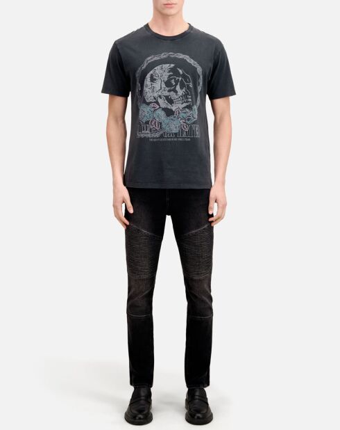 T-Shirt avec sérigraphie Vintage Skull noir