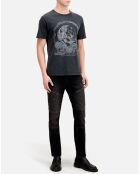 T-Shirt avec sérigraphie Vintage Skull noir