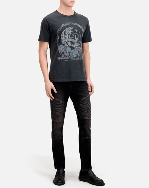T-Shirt avec sérigraphie Vintage Skull noir