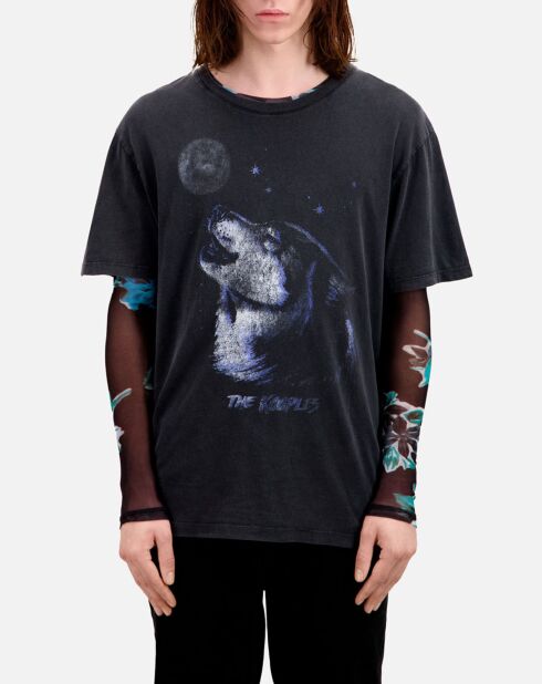T-Shirt avec sérigraphie Wolf noir
