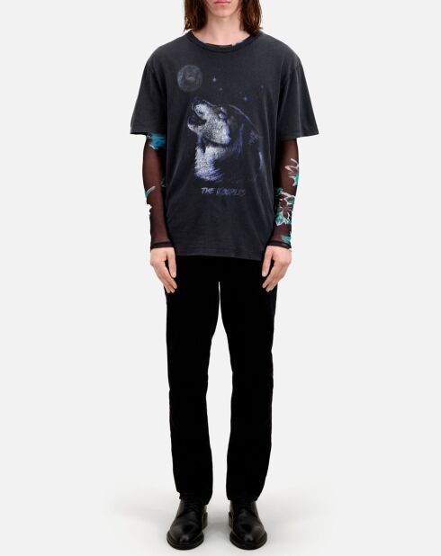 T-Shirt avec sérigraphie Wolf noir