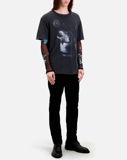 T-Shirt avec sérigraphie Wolf noir