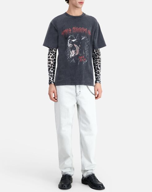 T-Shirt avec sérigraphie Chien qui aboie noir