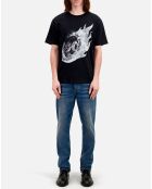 T-Shirt avec sérigraphie Flaming wheel noir
