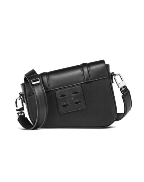 Petit Sac en Toile enduite & Cuir Bordeaux noir/blanc - 14x19x4.5 cm