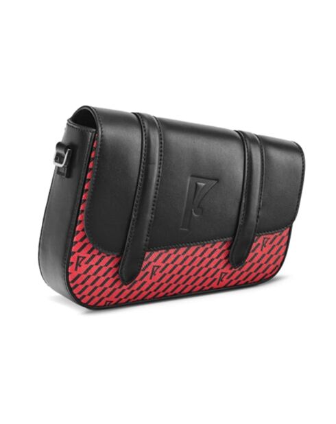 Petit Sac en Toile enduite & Cuir Bordeaux rouge/noir - 14x19x4.5 cm