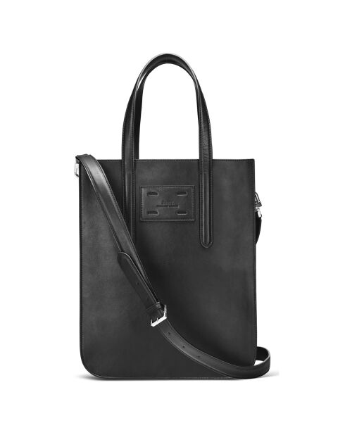 Sac en Cuir & Toile enduite Dune noir/blanc - 35x28x8 cm