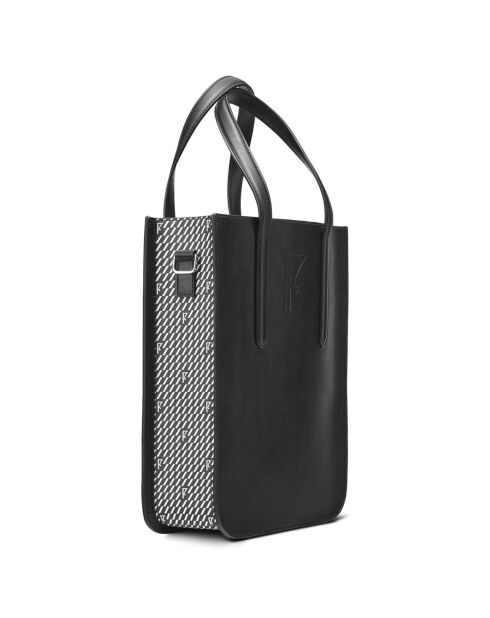 Sac en Cuir & Toile enduite Dune noir/blanc - 35x28x8 cm