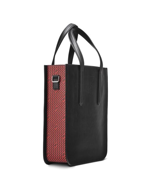 Sac en Cuir & Toile enduite Dune rouge/noir - 35x28x8 cm