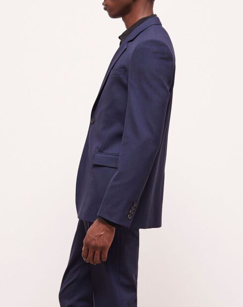 Veste de costume en Laine pied-de-poule bleue