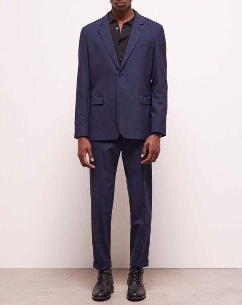 Veste de costume en Laine pied-de-poule bleue