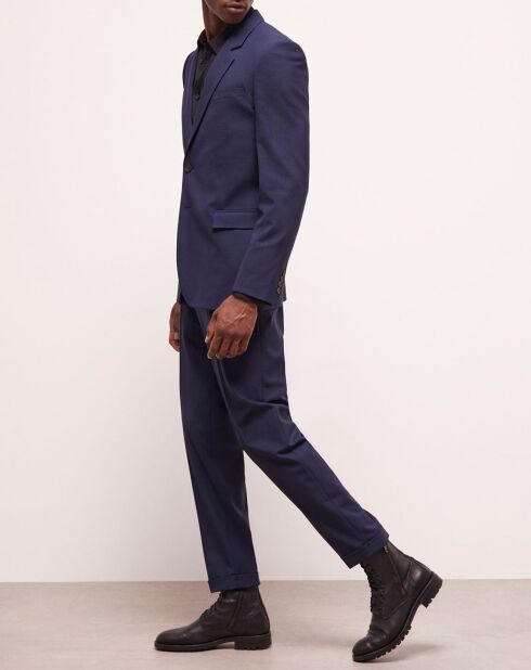 Veste de costume en Laine pied-de-poule bleue