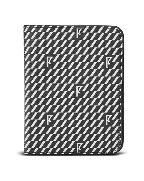 Etui passeport en Toile enduite noir/blanc - 14x10x2 cm