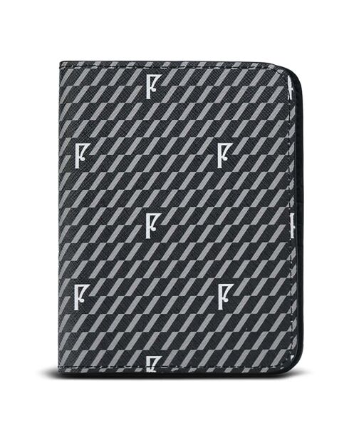 Etui passeport en Toile enduite noir/gris - 14x10x2 cm