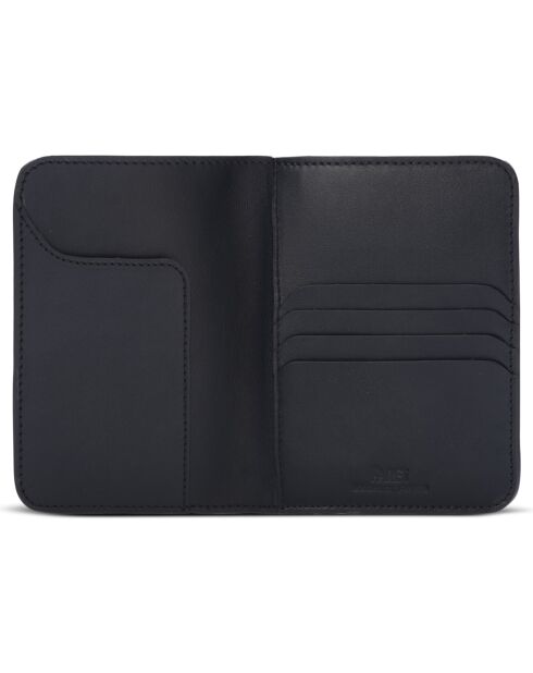 Etui passeport en Toile enduite noir/rouge - 14x10x2 cm