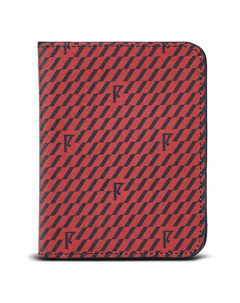 Etui passeport en Toile enduite noir/rouge - 14x10x2 cm