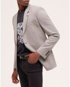 Veste de costume en Laine à motifs grise
