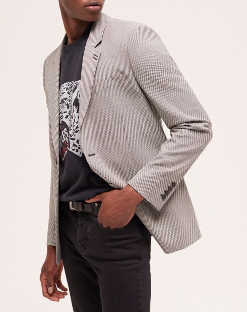 Veste de costume en Laine à motifs grise