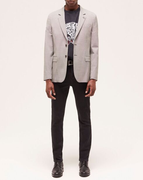 Veste de costume en Laine à motifs grise