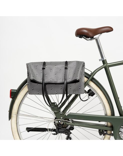 Sac en Toile enduite & Cuir Faret noir/blanc - 38x36x8.5 cm