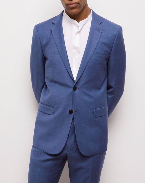 Veste de Costume 100% Laine Texturée bleue