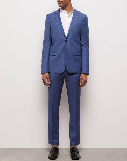 Blauw colbert van 100% getextureerde wol