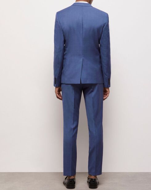 Blauw colbert van 100% getextureerde wol