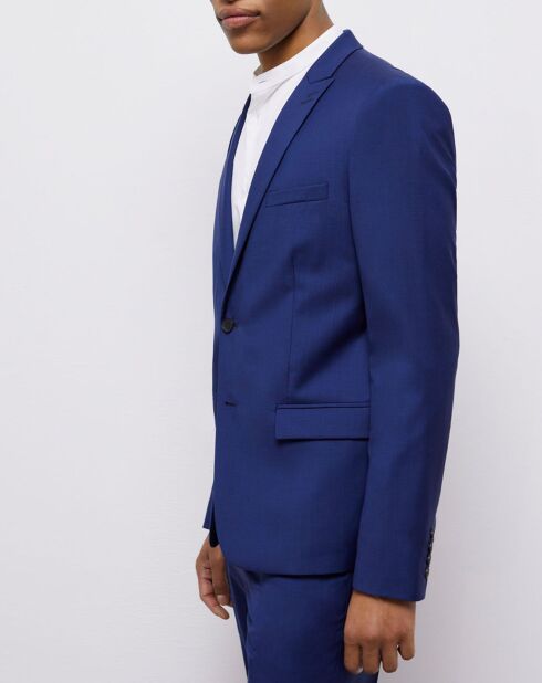Veste de Costume 100% Laine micro motif bleu marine