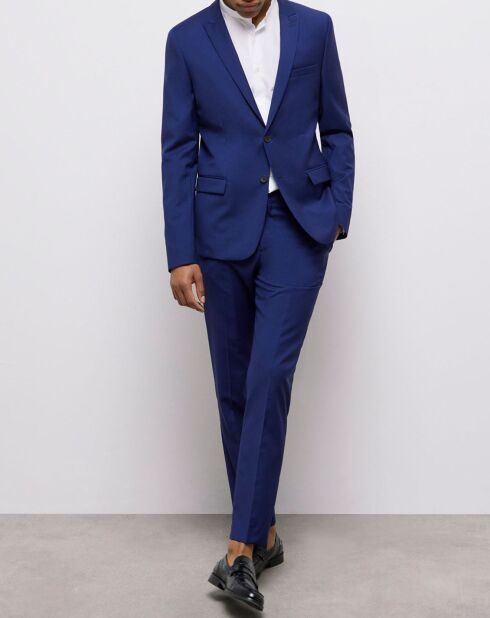 Veste de Costume 100% Laine micro motif bleu marine