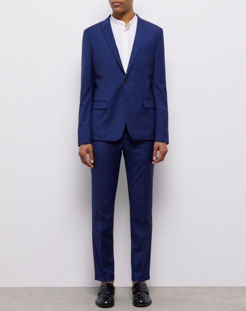 Veste de Costume 100% Laine micro motif bleu marine