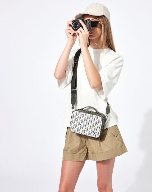 Petit Sac en Toile enduite Pyla vert/multicolore - 13x19x6.5 cm