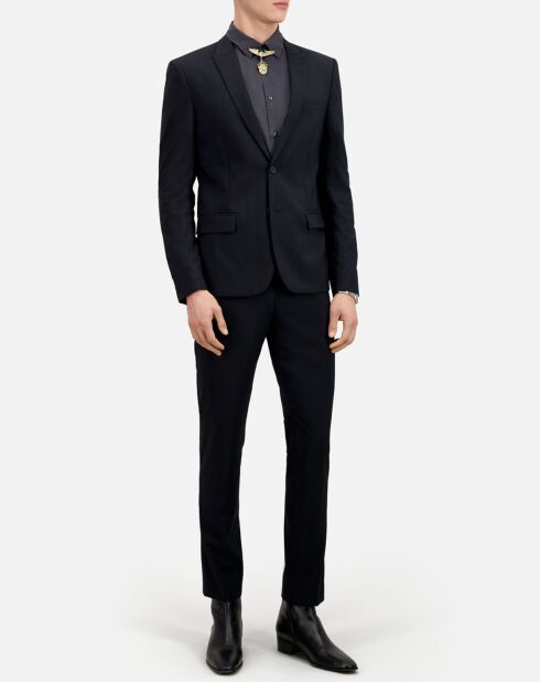 Veste de Costume 100% Laine Prince Galles bleu marine