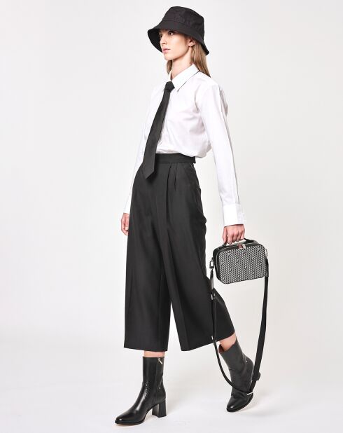 Petit Sac en Toile enduite Pyla noir/blanc - 13x19x6.5 cm