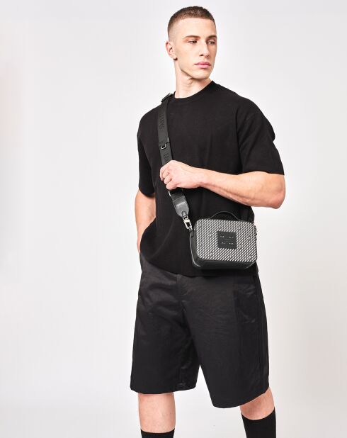 Petit Sac en Toile enduite Pyla noir/blanc - 13x19x6.5 cm